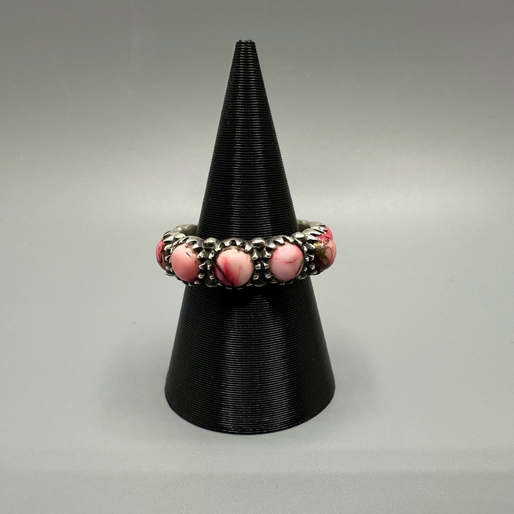 Rose 🌹 Dahlia Turquoise Sterling Silver 925 Eternity Band Ring Handmade